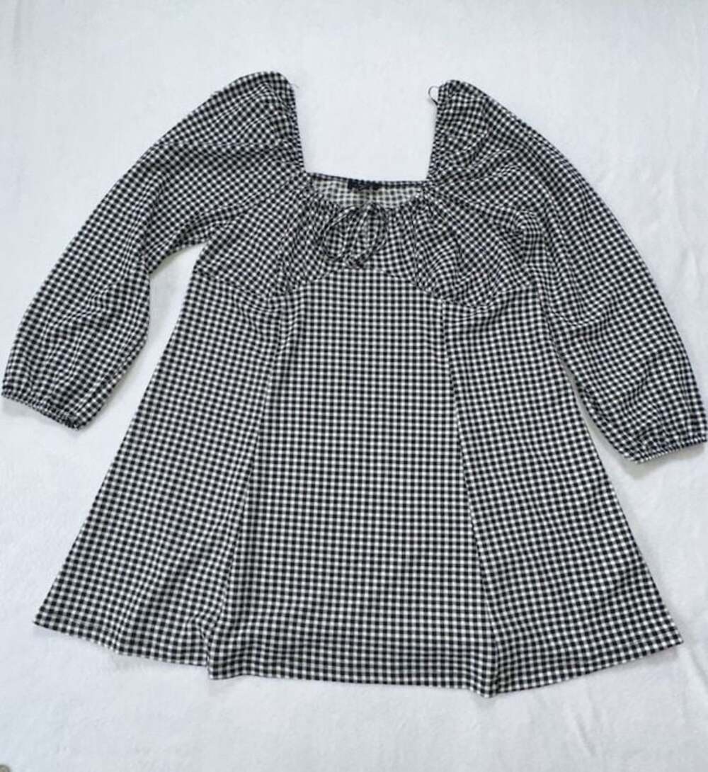 New Look Black Gingham Milkmaid Mini Dress
